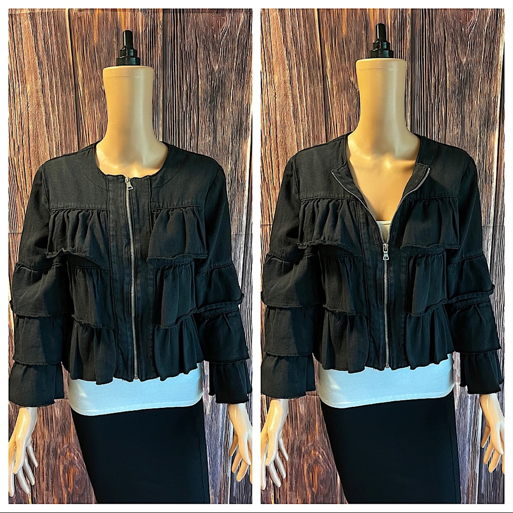 Live a Little size small black ruffles boho jacket